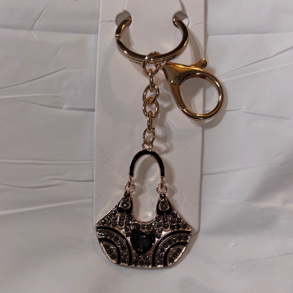 Gold and Black Handbag Keychain/Bag Charm